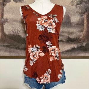 Floral V-Neck Sleeveless Tank Top